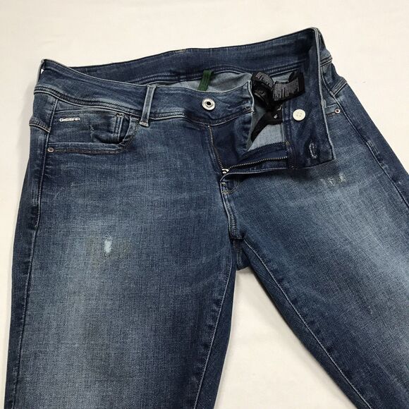 G STAR RAW Lynn Jeans Women 34x32 (32x31 actual) Mid Super Skinny Slim Distress - Picture 4 of 16